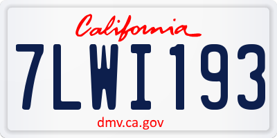 CA license plate 7LWI193