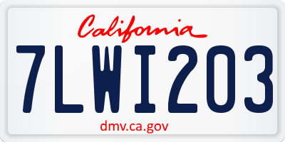 CA license plate 7LWI203