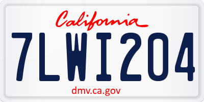 CA license plate 7LWI204