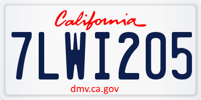 CA license plate 7LWI205