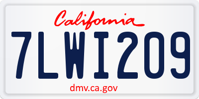 CA license plate 7LWI209