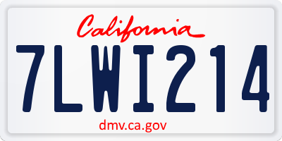 CA license plate 7LWI214
