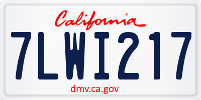 CA license plate 7LWI217