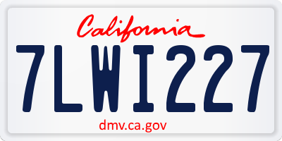 CA license plate 7LWI227