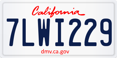 CA license plate 7LWI229