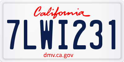 CA license plate 7LWI231