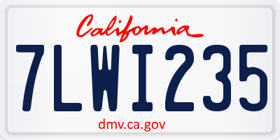 CA license plate 7LWI235