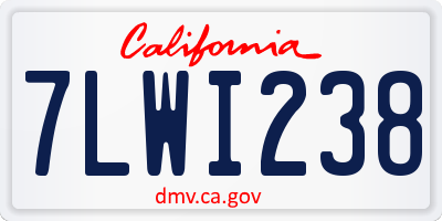 CA license plate 7LWI238