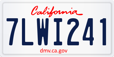 CA license plate 7LWI241