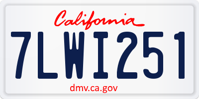 CA license plate 7LWI251