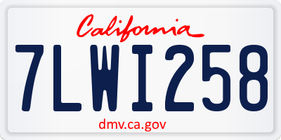CA license plate 7LWI258