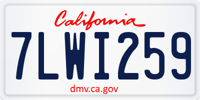 CA license plate 7LWI259