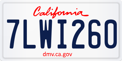 CA license plate 7LWI260