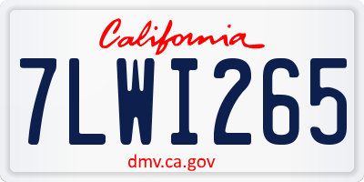CA license plate 7LWI265