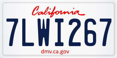 CA license plate 7LWI267