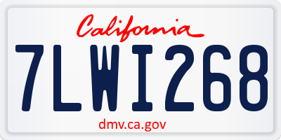 CA license plate 7LWI268