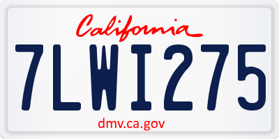 CA license plate 7LWI275