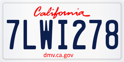 CA license plate 7LWI278