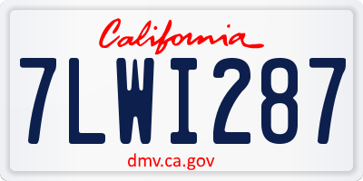CA license plate 7LWI287