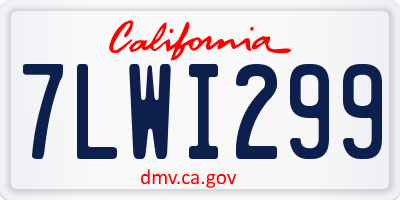 CA license plate 7LWI299