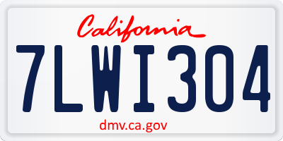 CA license plate 7LWI304