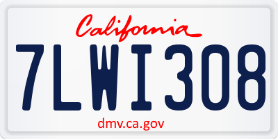 CA license plate 7LWI308
