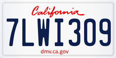 CA license plate 7LWI309