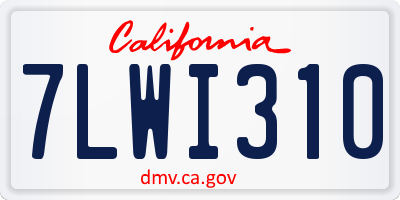 CA license plate 7LWI310