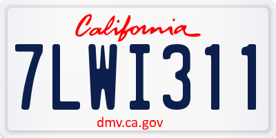 CA license plate 7LWI311
