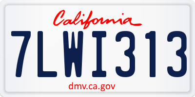 CA license plate 7LWI313
