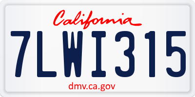 CA license plate 7LWI315