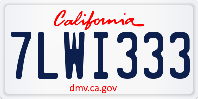 CA license plate 7LWI333
