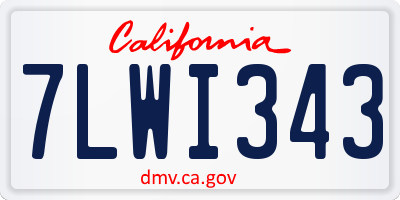 CA license plate 7LWI343