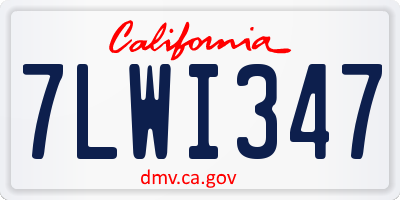 CA license plate 7LWI347