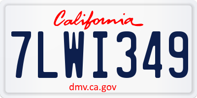 CA license plate 7LWI349