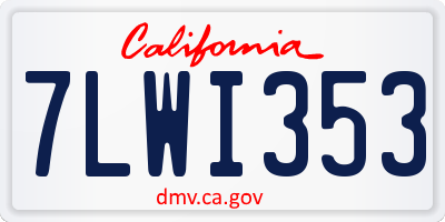 CA license plate 7LWI353