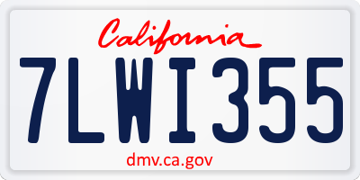CA license plate 7LWI355