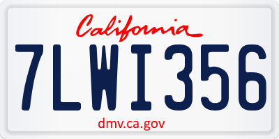 CA license plate 7LWI356