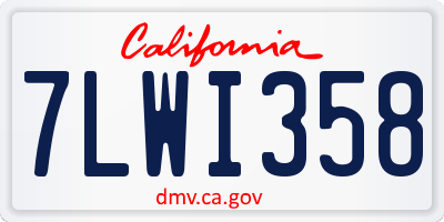 CA license plate 7LWI358