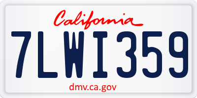 CA license plate 7LWI359