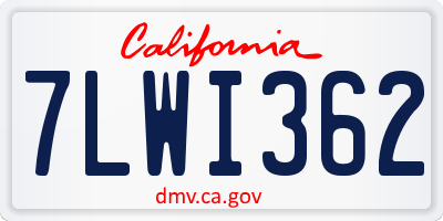 CA license plate 7LWI362