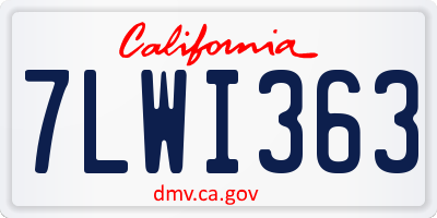CA license plate 7LWI363