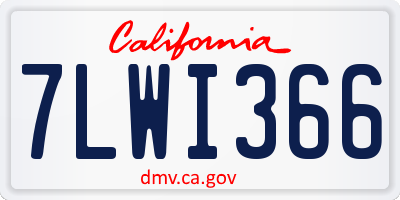 CA license plate 7LWI366