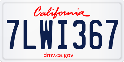 CA license plate 7LWI367