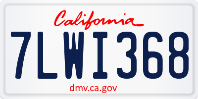 CA license plate 7LWI368