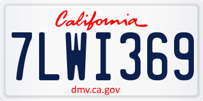 CA license plate 7LWI369