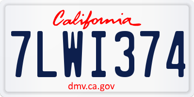 CA license plate 7LWI374