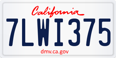 CA license plate 7LWI375