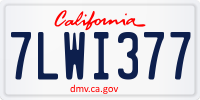 CA license plate 7LWI377