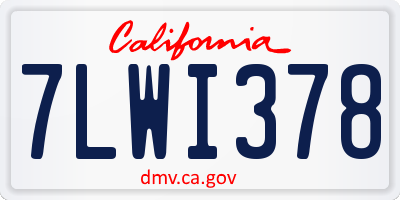 CA license plate 7LWI378